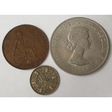 GREAT BRITAIN UK 1893 - 1965 . MIXED COINS